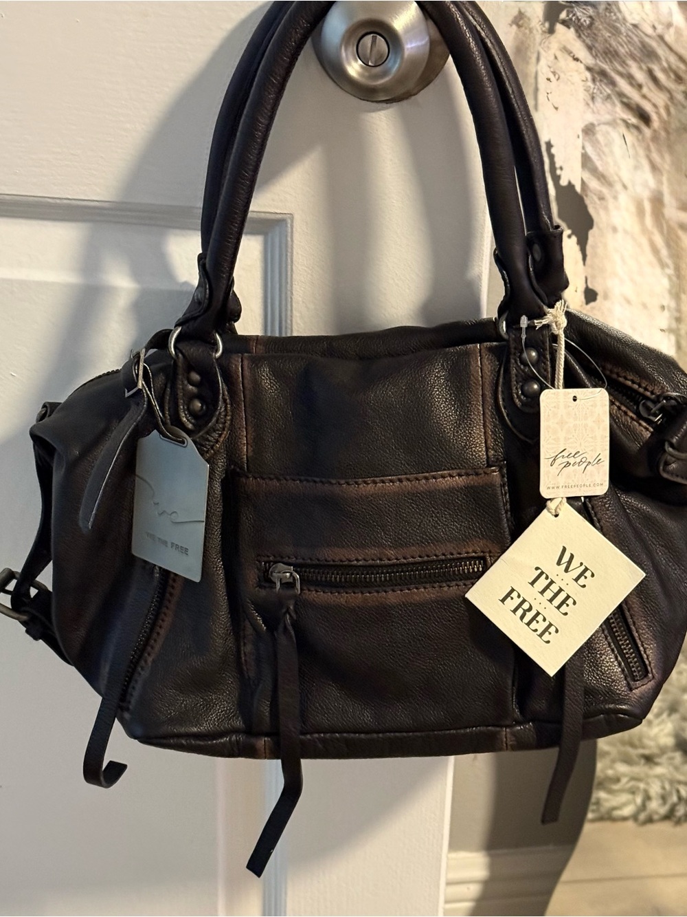 NWT Free People Baby Emerson Black Leather Satchel - We The Free